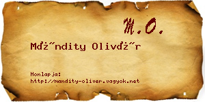 Mándity Olivér névjegykártya